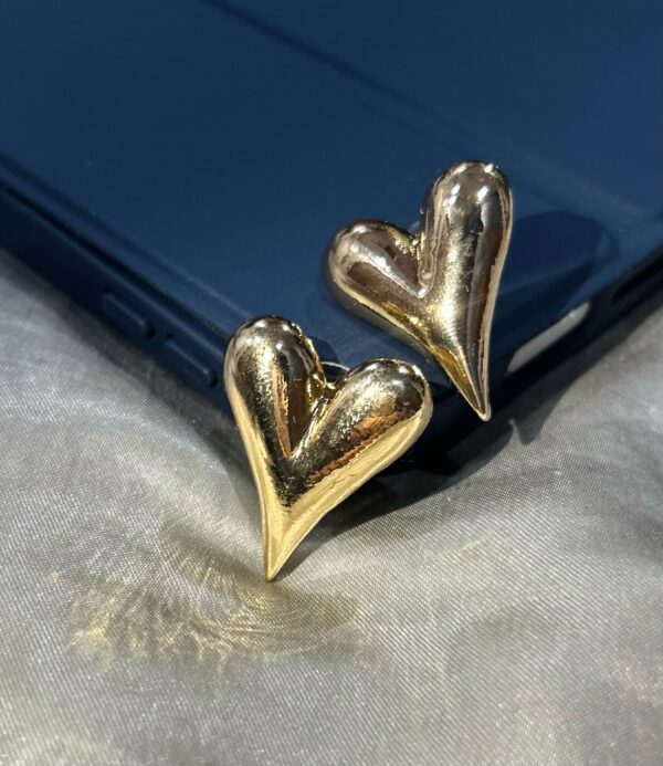 solid golden heart earrings